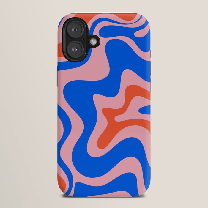 Retro Liquid Swirl Abstract Pattern in Pink, Red-Orange, and Bright Blue iPhone Case Gallery Image 10