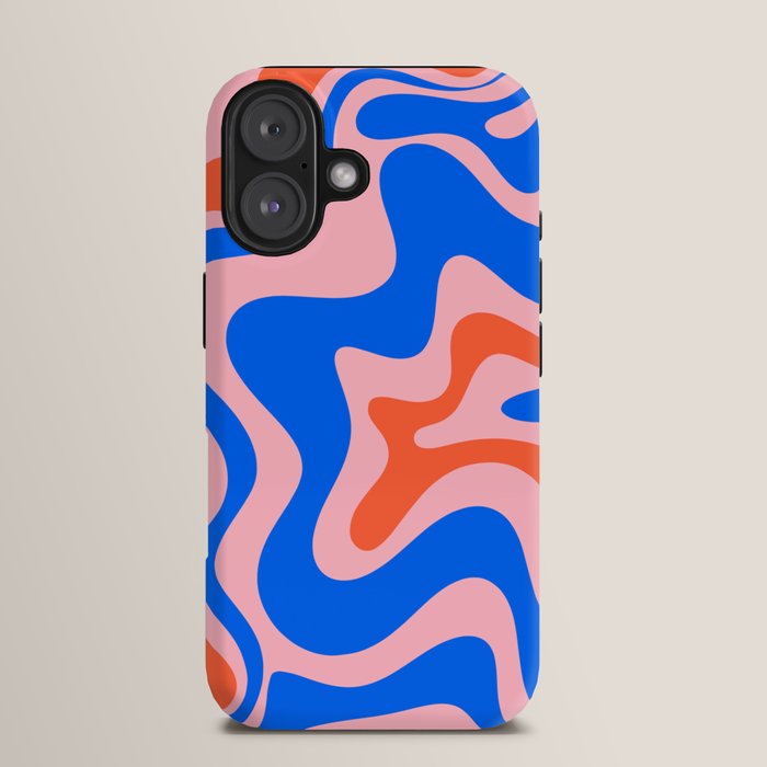 Retro Liquid Swirl Abstract Pattern in Pink, Red-Orange, and Bright Blue iPhone Case Gallery Image 13