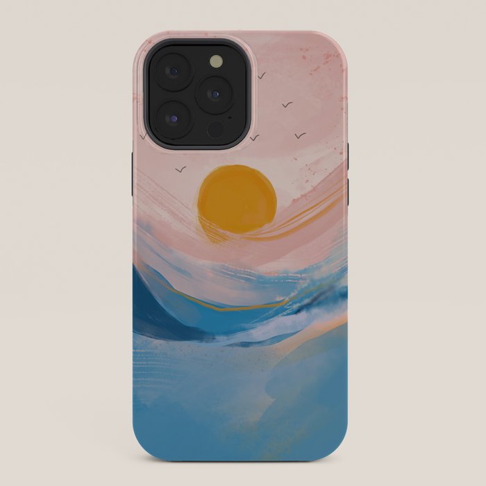 Pink and Blue Abstract Art Ocean and Sunrise iPhone Case Gallery Image 36