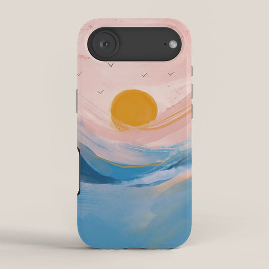 Pink and Blue Abstract Art Ocean and Sunrise iPhone Case Gallery Image 2