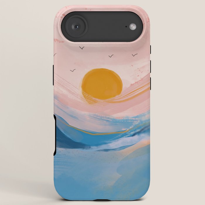 Pink and Blue Abstract Art Ocean and Sunrise iPhone Case Gallery Image 6