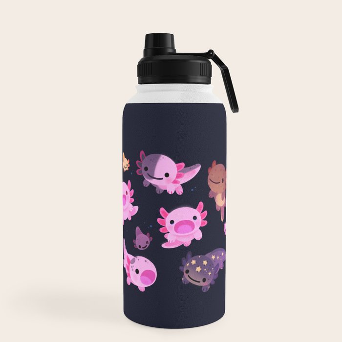 Happy axolotl - dark Water Bottle Gallery Image 5