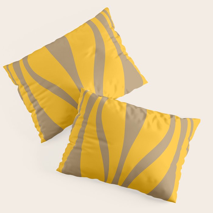 Mid Century Modern Abstract Lounge Pattern in Yellow Orange and Coffee Brown Pillow Sham Gallery Image 3