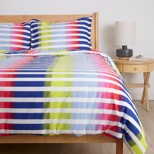 Abstract Ikat Brushed Cotton Duvet Cover Set
