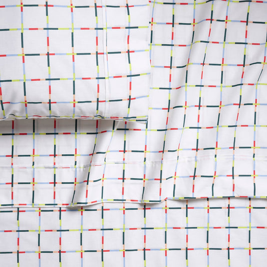 Mod Windowpane Brushed Cotton Sheet Set