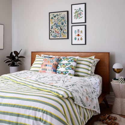 Off-Set Stripe Brushed Cotton Duvet Cover Set