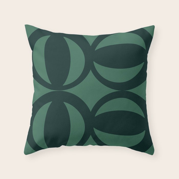 Retro Orbit Forest Green - Mid Century Modern Geometric Throw Pillow Gallery Image 3