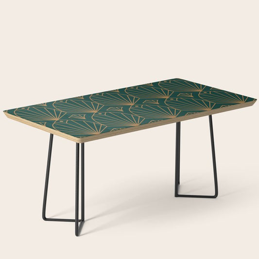 Art Deco Emerald Green & Gold Pattern Coffee Table Gallery Image 1