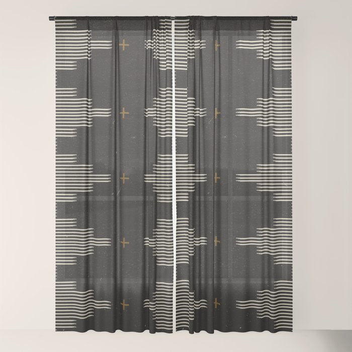 Southwestern Minimalist Black & White Window Curtain Gallery Image 22