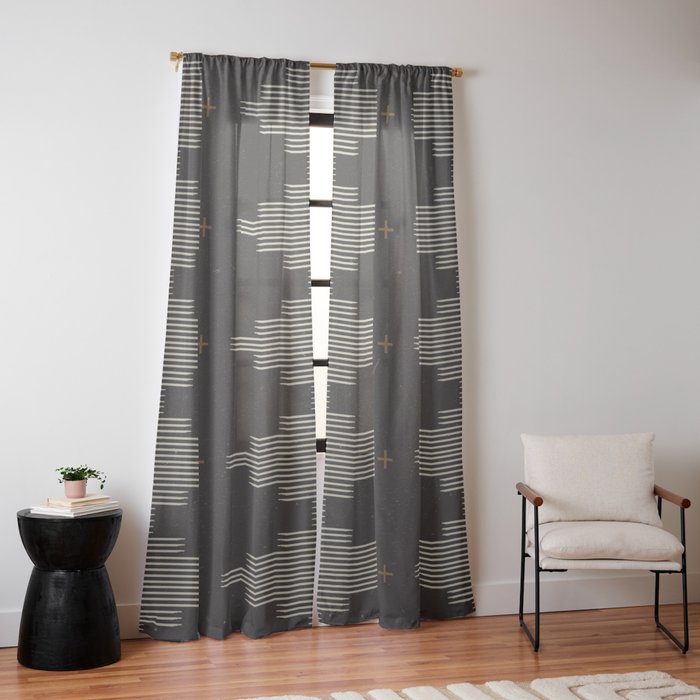 Southwestern Minimalist Black & White Window Curtain Gallery Image 10