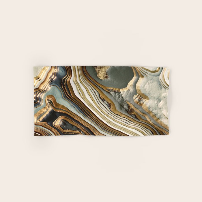 White Gold Agate Abstract Hand & Bath Towel Gallery Image 1