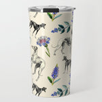 GREYHOUND DOGS and PRESSED FLOWERS Travel Mug Gallery Image 1