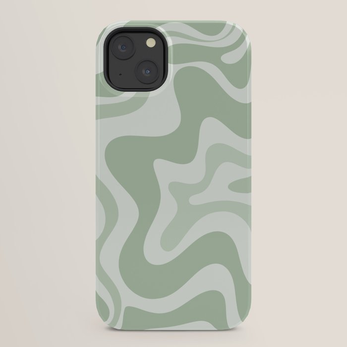 Retro Liquid Swirl Abstract Pattern Sage iPhone Case Gallery Image 22