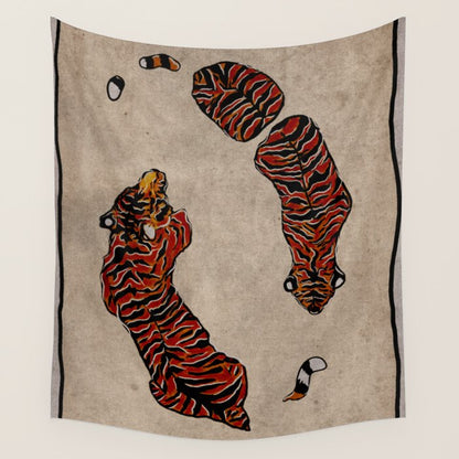 Two Tigers -- Ukiyo-e Style Wall Tapestry Gallery Image 3