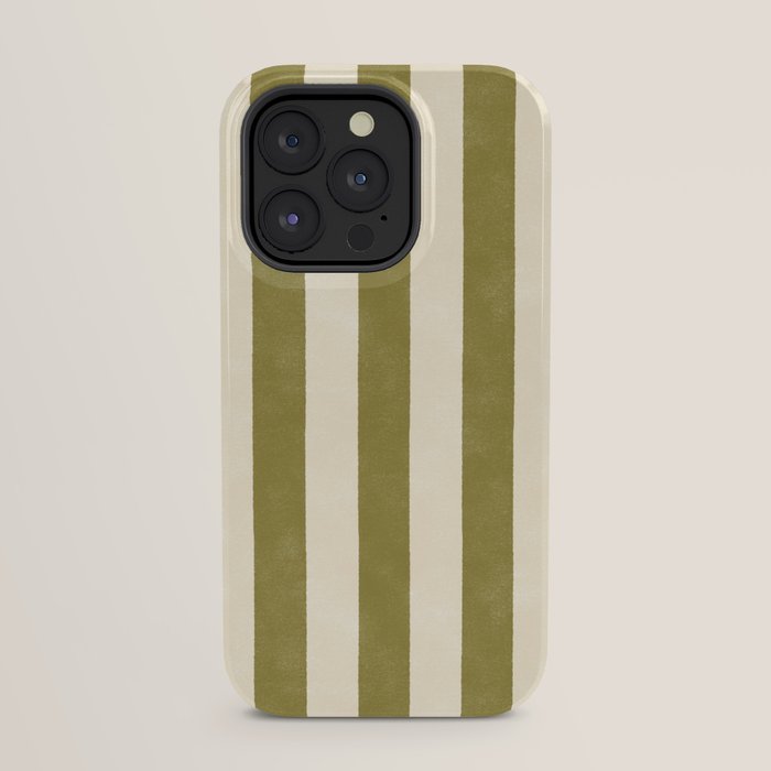 Cabana Stripe - moss green and cream iPhone Case Gallery Image 23