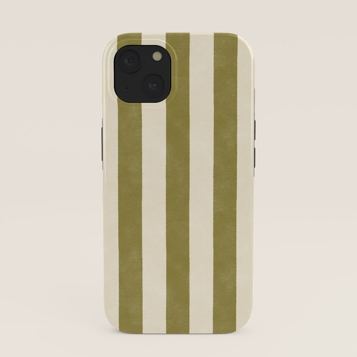 Cabana Stripe - moss green and cream iPhone Case Gallery Image 37