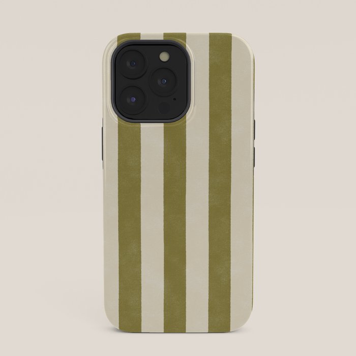 Cabana Stripe - moss green and cream iPhone Case Gallery Image 35