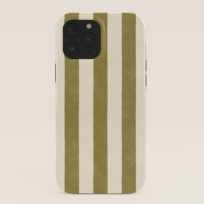 Cabana Stripe - moss green and cream iPhone Case Gallery Image 40