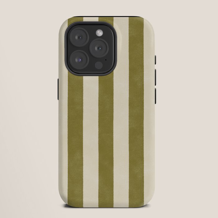 Cabana Stripe - moss green and cream iPhone Case Gallery Image 11