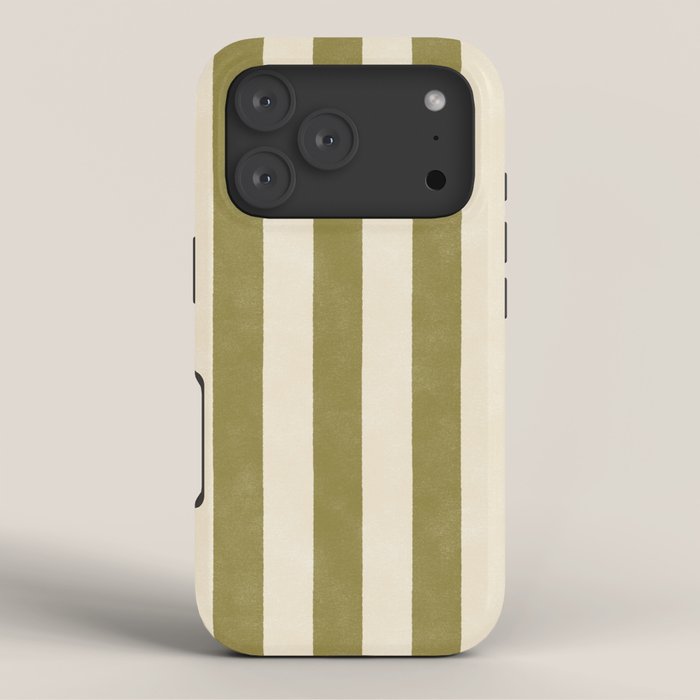 Cabana Stripe - moss green and cream iPhone Case Gallery Image 3