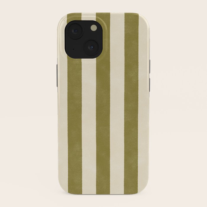 Cabana Stripe - moss green and cream iPhone Case Gallery Image 38