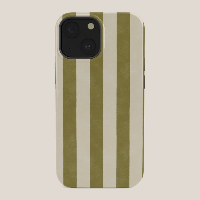 Cabana Stripe - moss green and cream iPhone Case Gallery Image 34