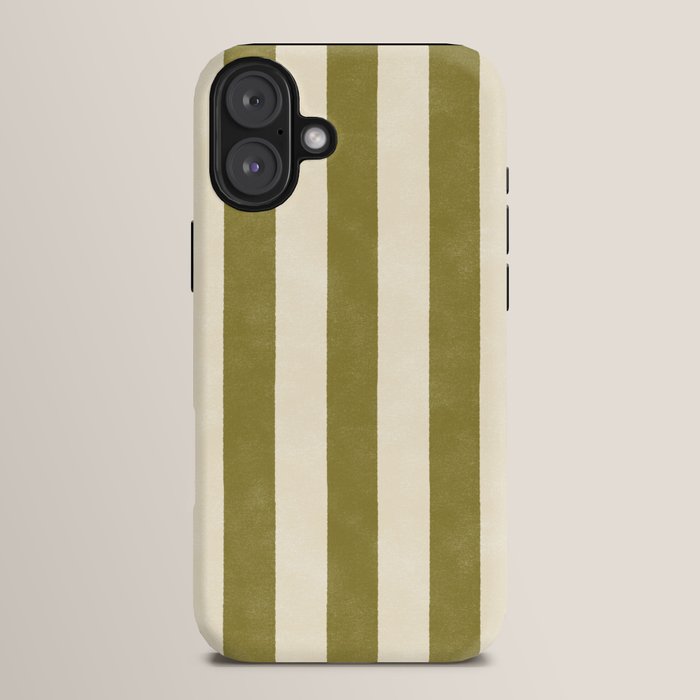 Cabana Stripe - moss green and cream iPhone Case Gallery Image 14
