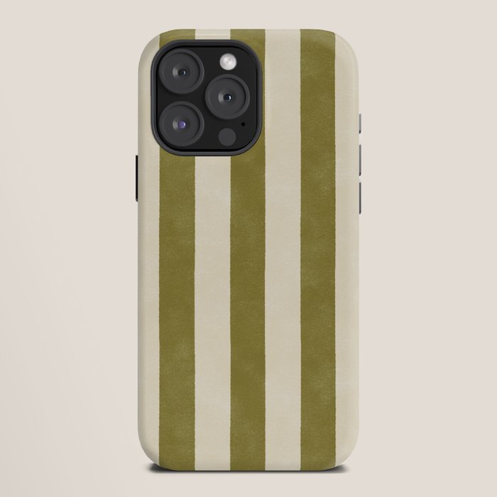 Cabana Stripe - moss green and cream iPhone Case Gallery Image 12