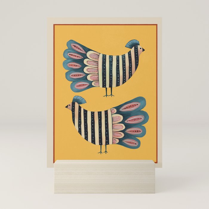 Striped Bird Pair II Mini Art Print Gallery Image 5