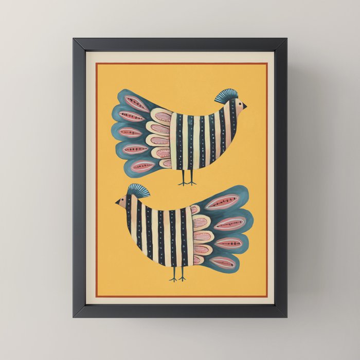 Striped Bird Pair II Mini Art Print Gallery Image 3