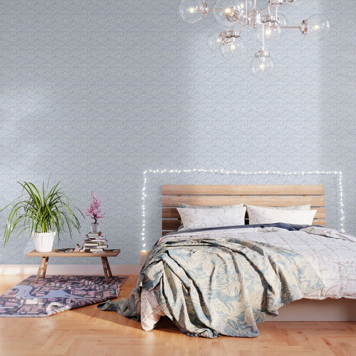 Ditsy Toile Floral Blue and White Wallpaper Gallery Image 3