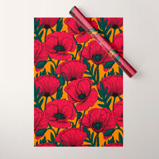 Red poppy garden Wrapping Paper Gallery Image 1
