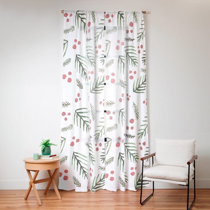 Christmas tree branches and berries - vintage Window Curtain Gallery Image 16