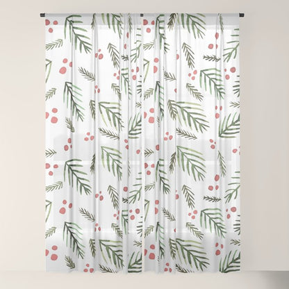 Christmas tree branches and berries - vintage Window Curtain Gallery Image 18