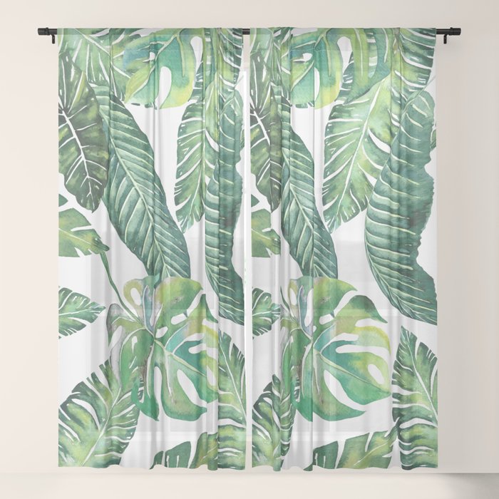 Jungle Leaves, Banana, Monstera #society6 Window Curtain Gallery Image 21