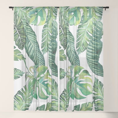 Jungle Leaves, Banana, Monstera #society6 Window Curtain Gallery Image 21