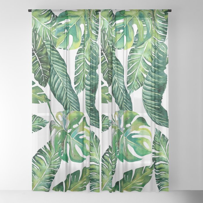 Jungle Leaves, Banana, Monstera #society6 Window Curtain Gallery Image 18