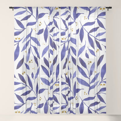 Pretty watercolor branches - blue and yellow Window Curtain Gallery Image 21
