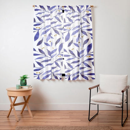 Pretty watercolor branches - blue and yellow Window Curtain Gallery Image 11