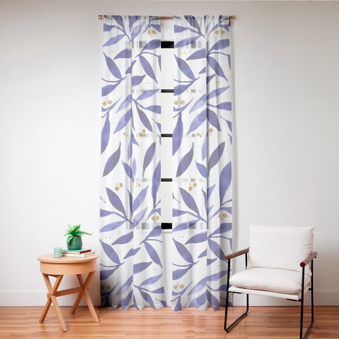 Pretty watercolor branches - blue and yellow Window Curtain Gallery Image 24