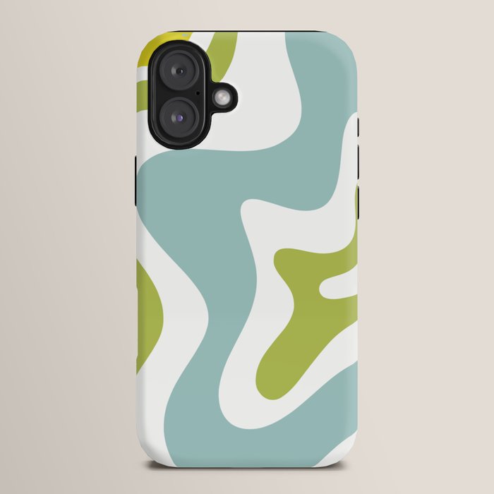 Retro Liquid Swirl Abstract Pattern Square Spring Green Ice Blue White iPhone Case Gallery Image 14