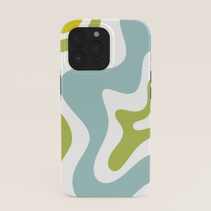 Retro Liquid Swirl Abstract Pattern Square Spring Green Ice Blue White iPhone Case Gallery Image 39
