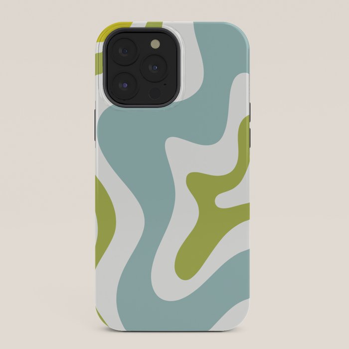 Retro Liquid Swirl Abstract Pattern Square Spring Green Ice Blue White iPhone Case Gallery Image 36