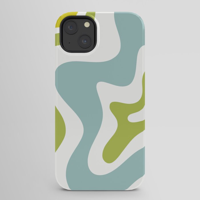Retro Liquid Swirl Abstract Pattern Square Spring Green Ice Blue White iPhone Case Gallery Image 30