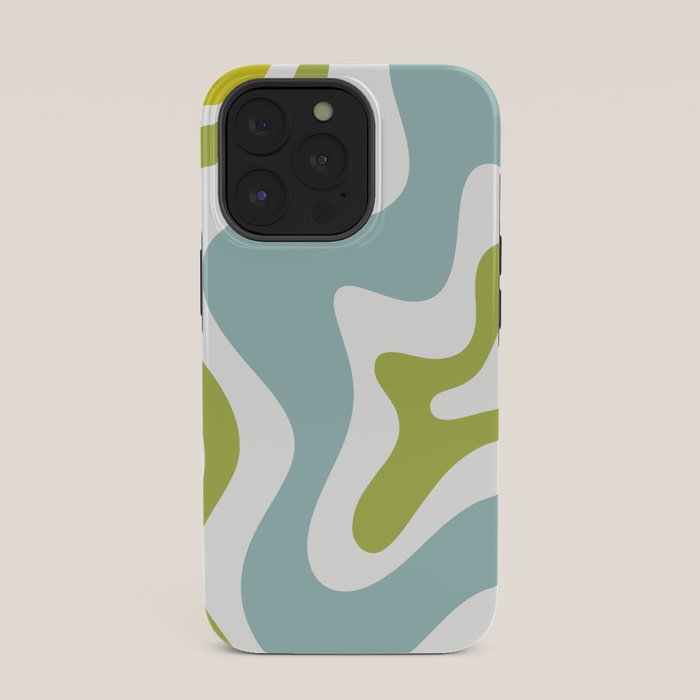 Retro Liquid Swirl Abstract Pattern Square Spring Green Ice Blue White iPhone Case Gallery Image 35