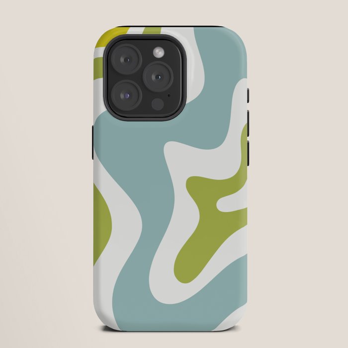 Retro Liquid Swirl Abstract Pattern Square Spring Green Ice Blue White iPhone Case Gallery Image 11