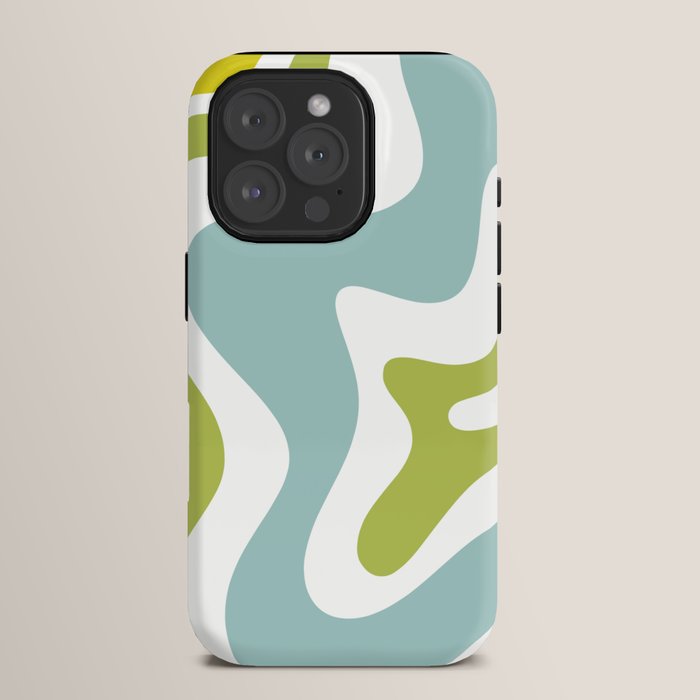 Retro Liquid Swirl Abstract Pattern Square Spring Green Ice Blue White iPhone Case Gallery Image 15