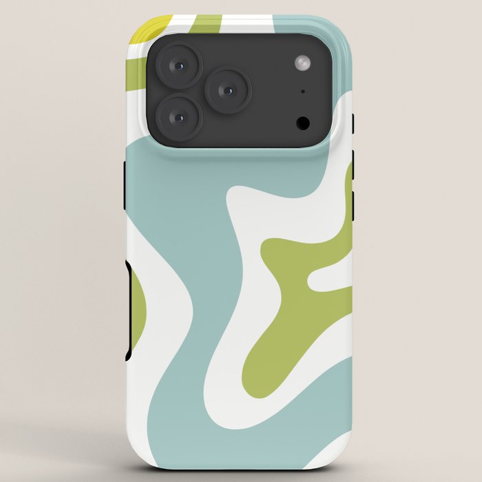 Retro Liquid Swirl Abstract Pattern Square Spring Green Ice Blue White iPhone Case Gallery Image 7