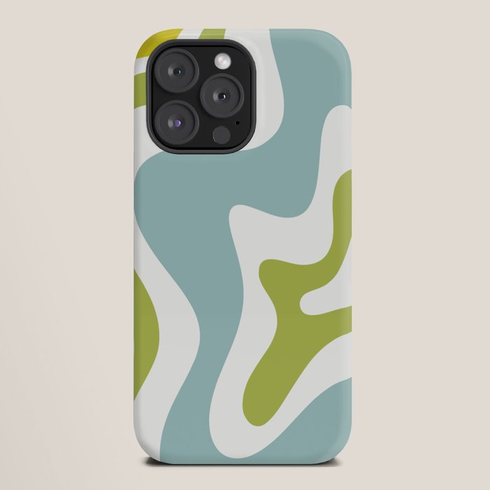 Retro Liquid Swirl Abstract Pattern Square Spring Green Ice Blue White iPhone Case Gallery Image 20