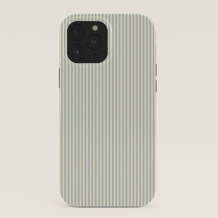 Ultra Fine Stripes Vertical Minimalist Pattern in Light Celadon Blue Green and Cream iPhone Case Gallery Image 40